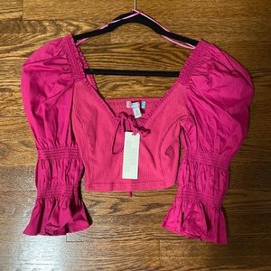 Pink Urban Outfitters Puff Sleeve Top